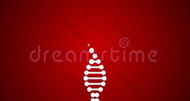 <strong>红色背景</strong>下<strong>双</strong>螺旋动画中带有染色体的4k垂直DNA编码。